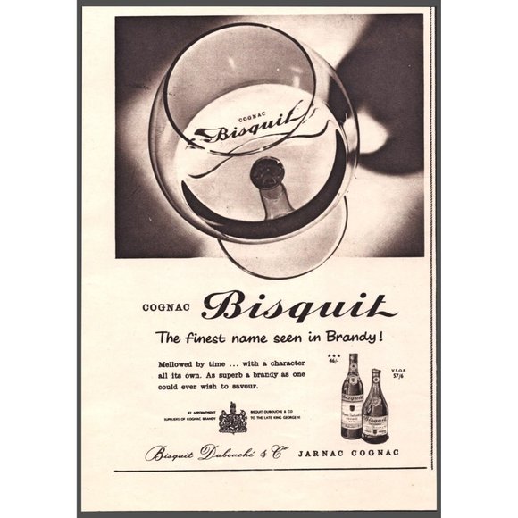 1960 Bisquit Cognac Brandy Snifter Glass Vintage Print Ad Dubouche Wall Art - Picture 1 of 1